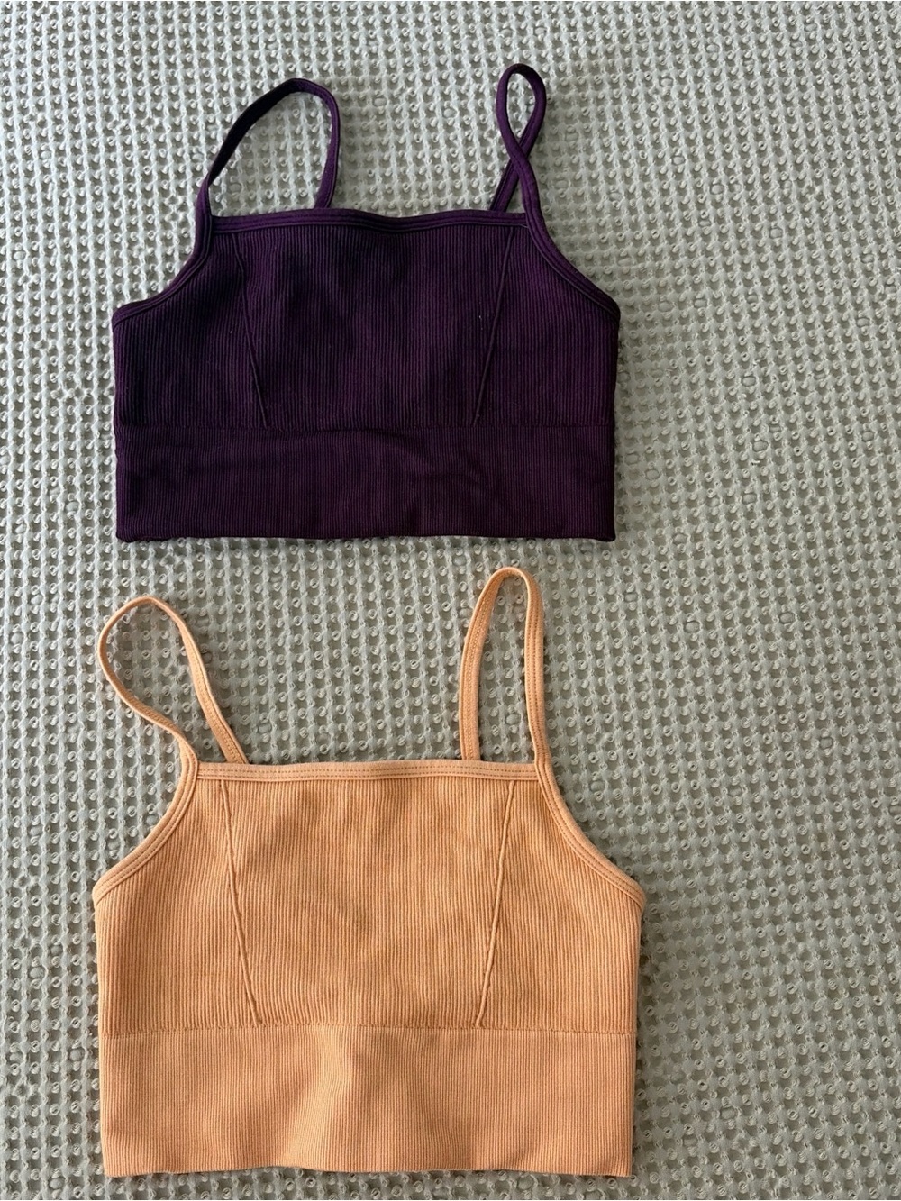 Fabletics Ribbed Cropped Camisole Set - Purple & Peach